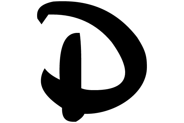 Stylized Black Letter 'D' on a White Background