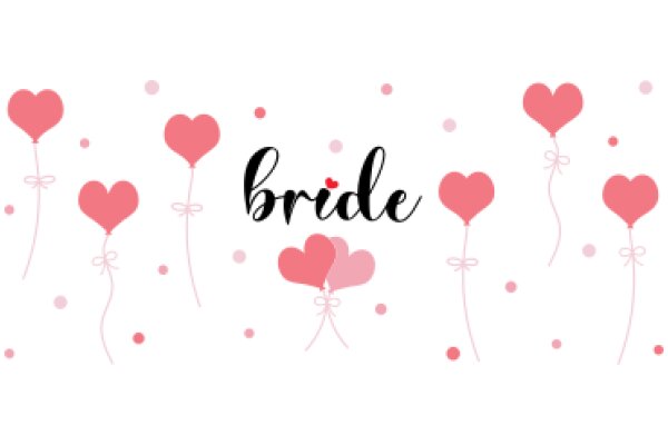 A Bride's Dream: A White Background with Pink Balloons and Hearts, Adorned with the Word 'Bride' in a Stylish Script