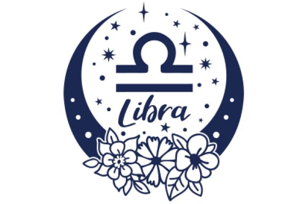 Astrological Libra Logo with Floral Design and Cosmic Background