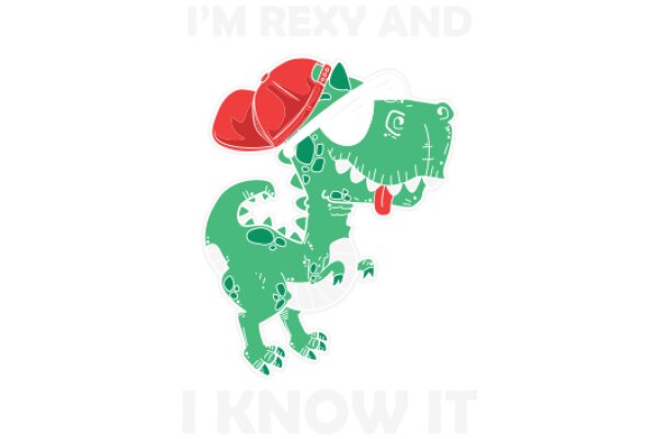 A Playful Rendering of a Dinosaur in a Red Cap, with a Tongue Out, Set against a White Background.