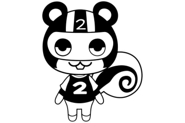 Adorable Cartoon Character: A Charming Bear with a Unique Number 2 on its Head