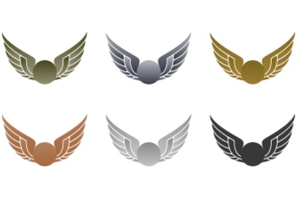 A Collection of Stylized Wings in Different Colors and Designs