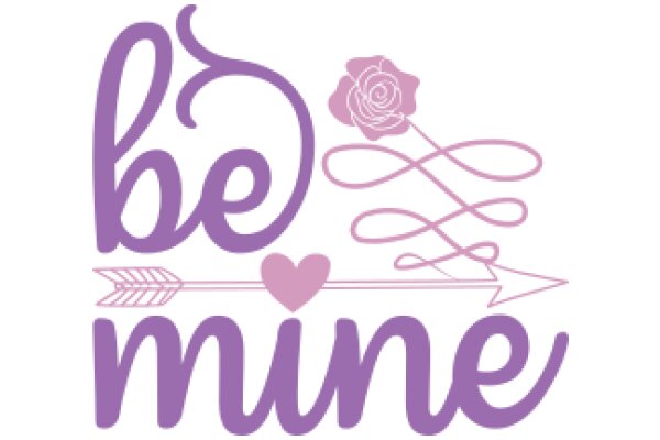 Be Mine: A Graphic Design of a Purple Rose and an Arrow, with the Words 'Be Mine' in a Stylized Font
