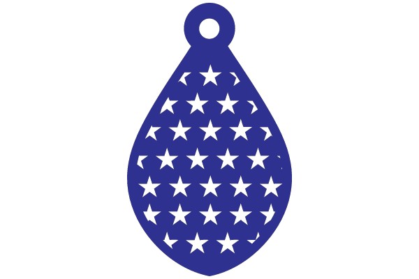 Stylized Blue Star Decoration with White Stars and Hole