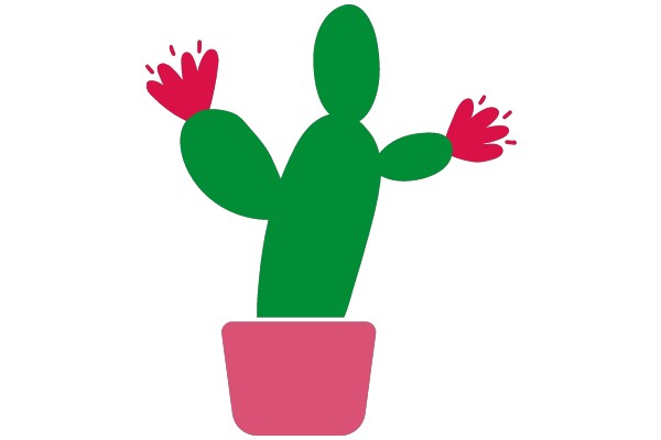Cute Cartoon Cactus in Pink Pot