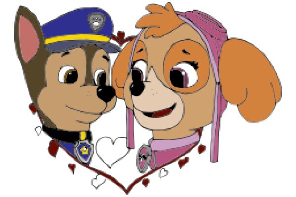 A Heartwarming Valentine's Day Illustration: A Police Dog and His Canine Companion Share a Moment of Love and Friendship