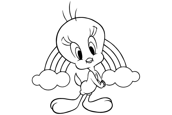 Sky High Serenity: A Cartoon Character's Cloudy Reprieve