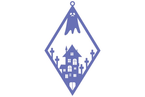 A Whimsical Scene of a Ghostly Figure and a Haunted House