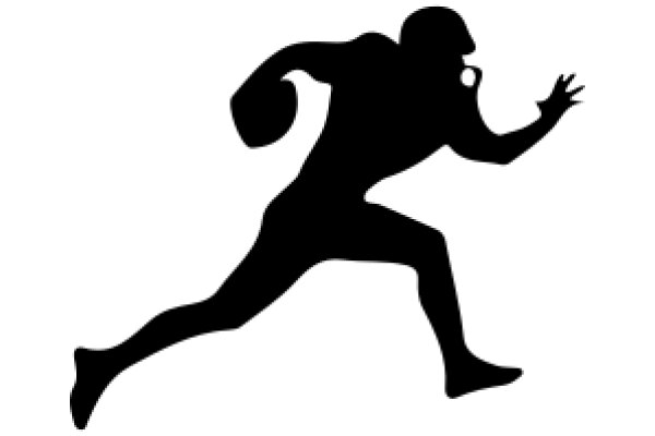 Silhouette of a Running Athlete with a Ball in Hand