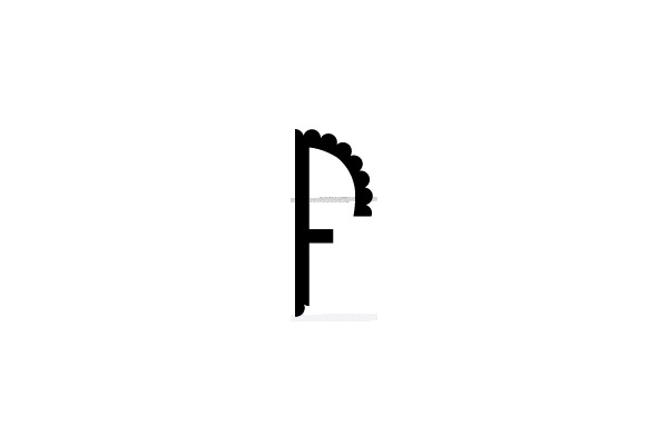Scalloped-Edge Black Letter F
