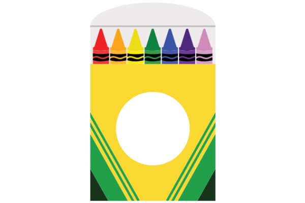 Vibrant Crayon Box with a Yellow Background and a White Circle