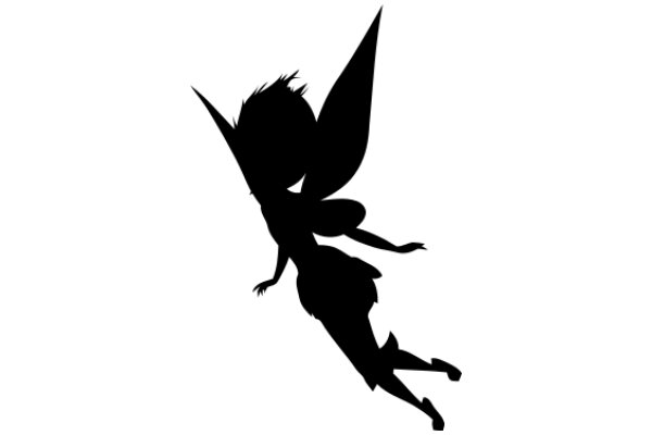 Silhouette of a Whimsical Fairy in Flight