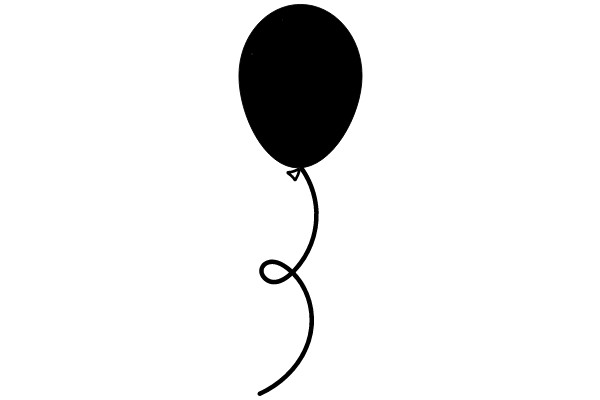 A Simple Black Balloon with a Curved Stem