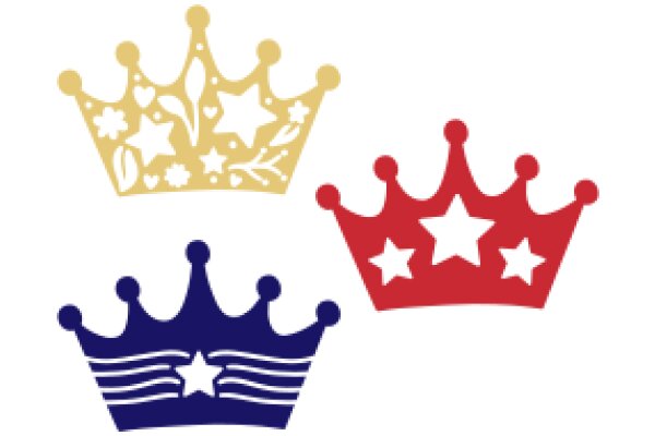 Three Stylish Crown Icons in Different Colors