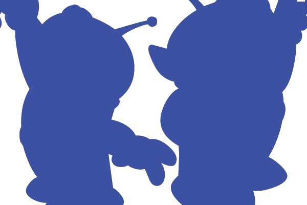 Silhouette of Two Cartoonish Figures