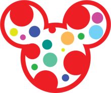 Vibrant Mickey Mouse Logo with Colorful Dots