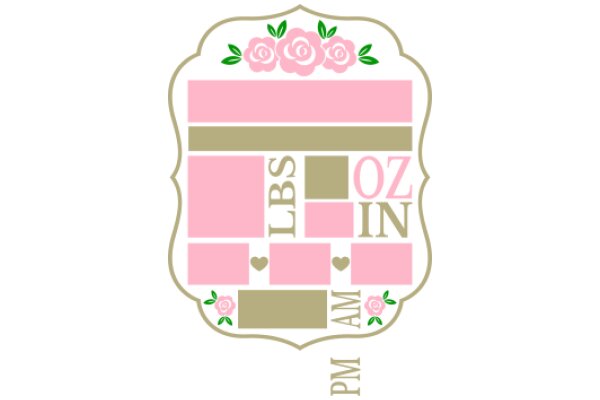 A Stylized Emblem with a Pink Background, Decorated with Floral Designs and Text, Representing a Personalized Seal or Logo.