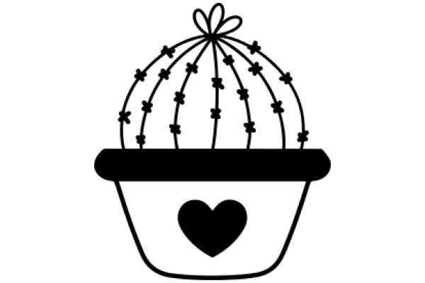 A Simple Illustration of a Basket with a Heart on It