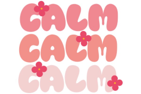Pink Flower Design with the Words 'Calm' and 'Peace' in a Stylized Font