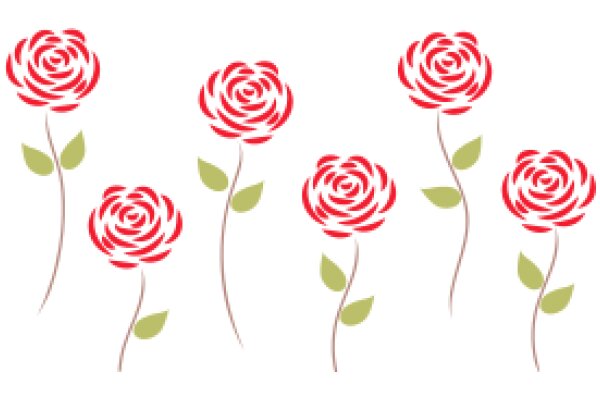 A Bundle of Red Roses with Green Leaves