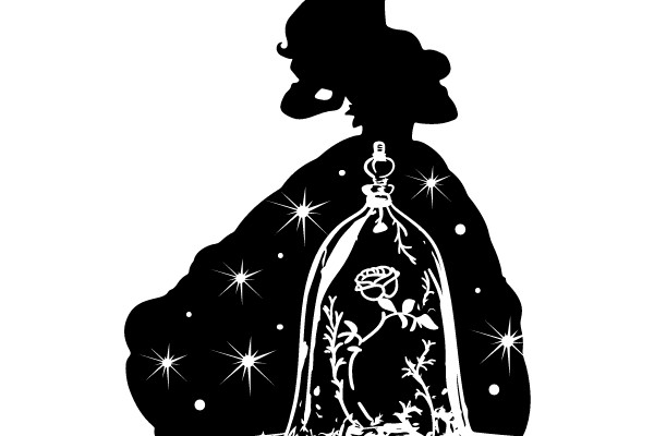 Enchanted Beauty: The Silhouette of a Rose in a Glass Dome