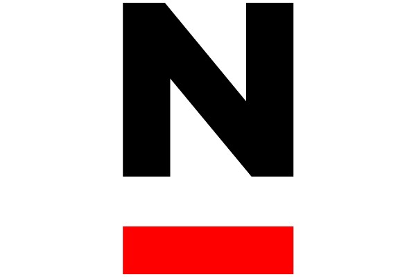Large Black Letter N on White Background with Red Rectangle