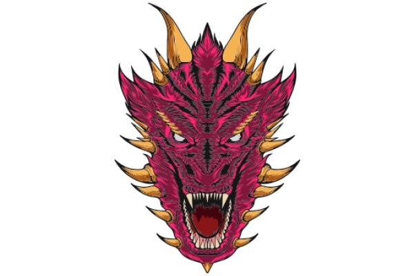 Vivid Illustration of a Fierce Red Dragon with Golden Horns