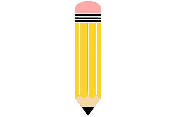 An Isometric Pencil Illustration with a Pink Eraser and Black Bands