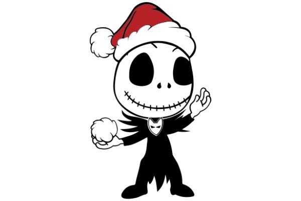 A Festive Holiday Greeting: A Skull with a Santa Hat and a Christmas Ball