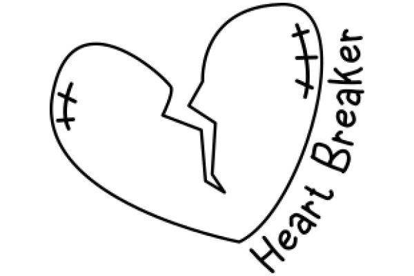 A Simple Line Drawing of a Heart with a Stitch, Representing the Concept of 'Heartbreaker'.