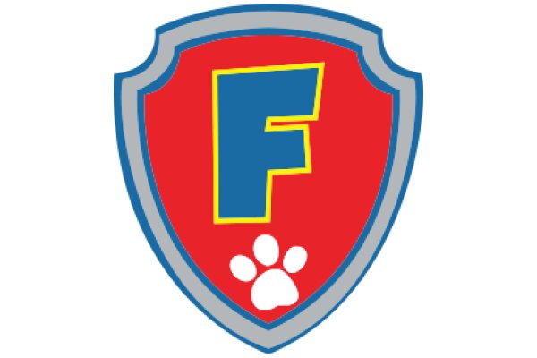 Vibrant Logo with a Paw Print and the Letter 'F' in a Shield Design