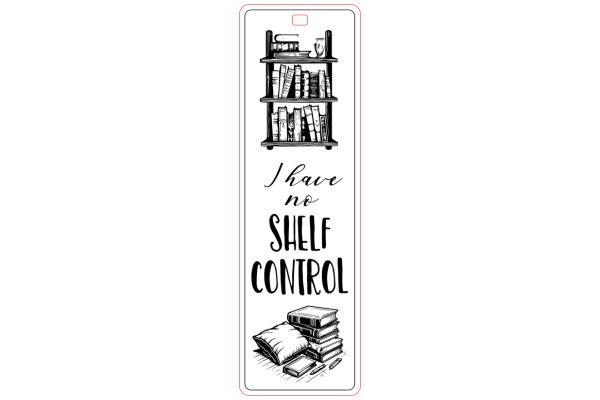 A Playful Take on Shelf Control: A Book-Filled Shelf and a Stack of Books with a Cute Cat on Top, Accompanied by a Witty Sign that Reads 'I Have No Shelf Control'.