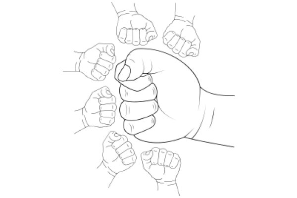 A Harmony of Hands: A Illustration of Five Hands in a Circle, Each with a Unique Expression of Strength and Support