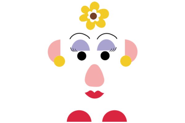 Whimsical Character with Flower and Lipstick Accents