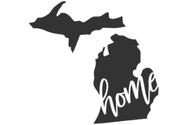 Silhouette of a Shark and a Home, with the Word 'Home' in a Stylized Font