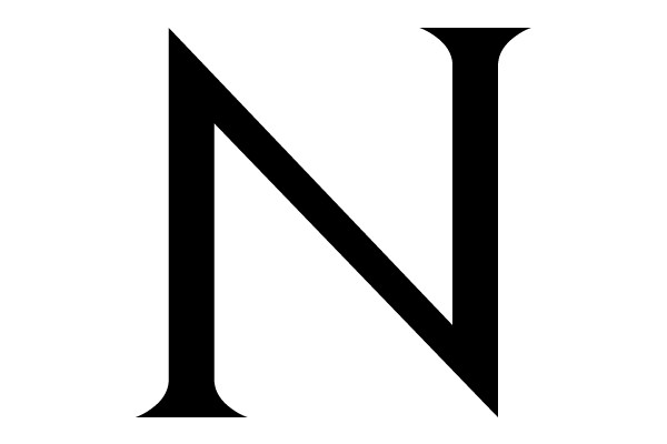 Bold Black N on White Background