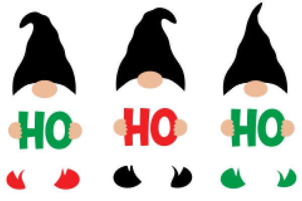 A Collection of Four Stylized Hats with Different Colors and Symbols