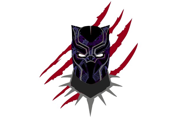 Black Panther's Mask with Red Splashes