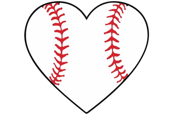 Stitched Heart Baseball Clip Art