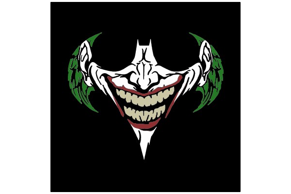 Joker's Grin with Green Wings on Batman Mask