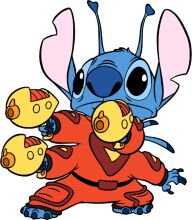 An Adorable Encounter: A Blue Alien with Yellow Helmets and a Red Suit
