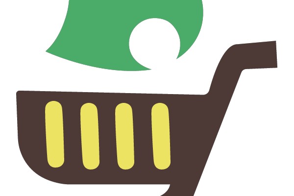 Green Apple in Shopping Cart Clip Art