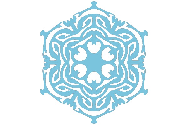 Symmetrical Blue and White Snowflake Pattern