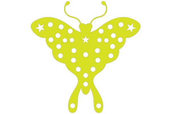 Vibrant Yellow Butterfly with Polka Dots and Stars
