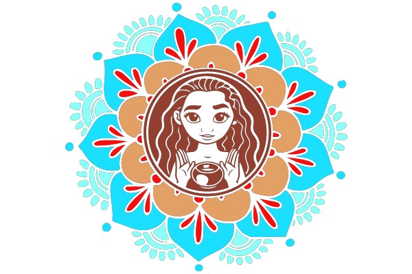 Mandala-Style Portrait of a Woman with a Cup