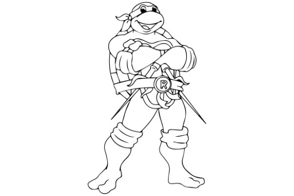 The Art of Leonardo: A Line Drawing of the Iconic Teenage Mutant Ninja Turtles Character, Raphael