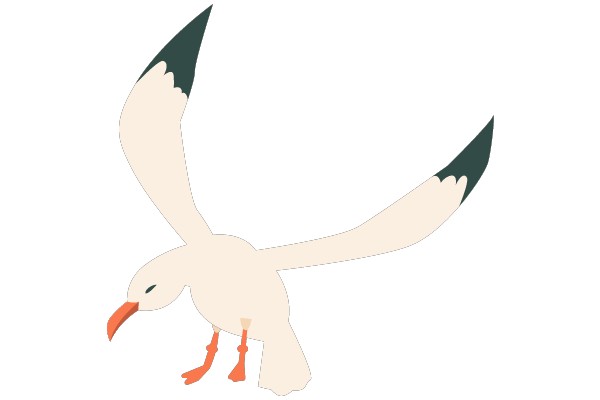 A Cartoon Illustration of a Bird with Orange Feet