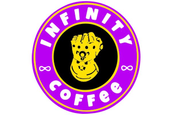 Infinity Coffee: A Purple and Yellow Logo with a Cartoon Character