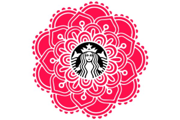 Stylized Starbucks Logo with Pink Floral Pattern
