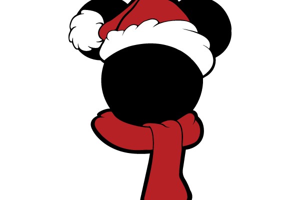 Mickey Mouse in Holiday Hat and Scarf